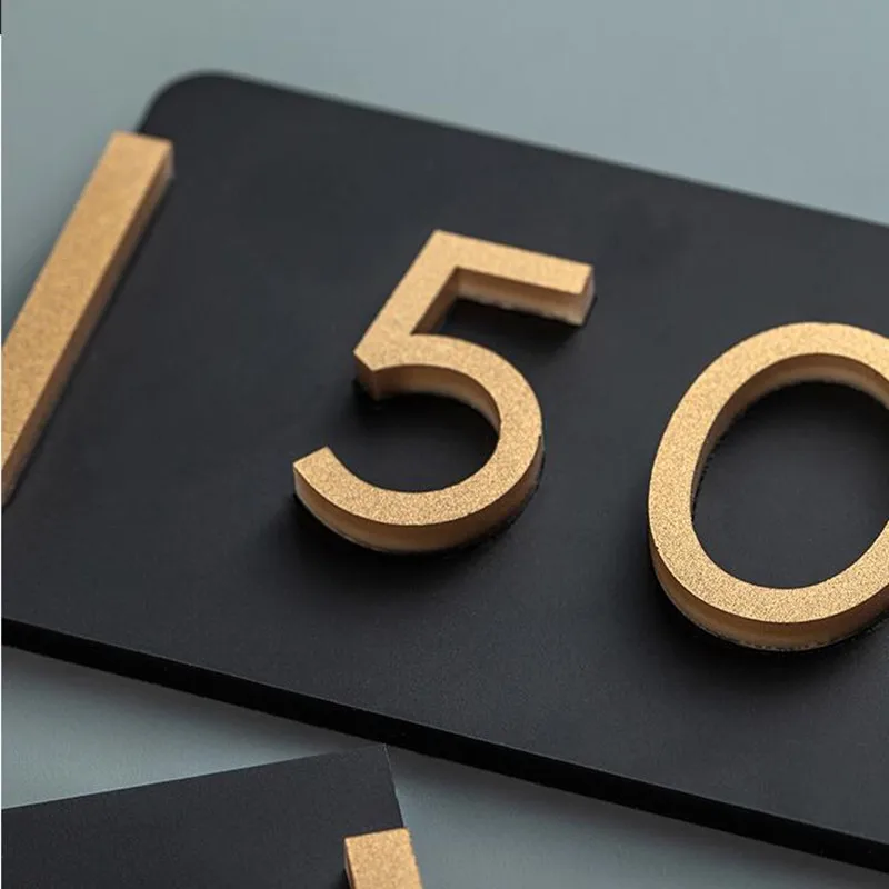 Retro Style Acrylic Door Numbers Signs Wood Number Plate Apartment Hotel Digital House Adhesive Sticker Customized | Дом и сад