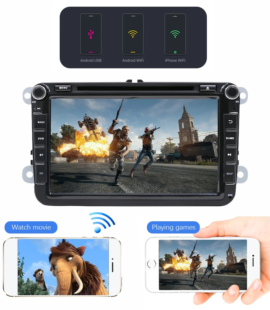Eunavi 8 ''2 din Android 9 Автомобильный dvd Радио для VW Volkswagen Polo Jetta passat b6 b7 cc fabia skoda Touran golf 6 Tiguan gps Navi