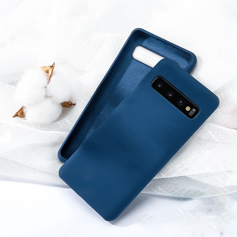 Силиконовый однотонный чехол для samsung Galaxy A10 A20E A20 A30 A40 A50 A70 M20 S8 S9 S10 Примечание 10 плюс S10e жидкости Чехлы мягкие из кожи TPU чехол - Цвет: DBlue