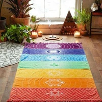 1pcs tassels single rainbow chakra tapestry towel mandala boho stripes travel yoga mat tapestry
