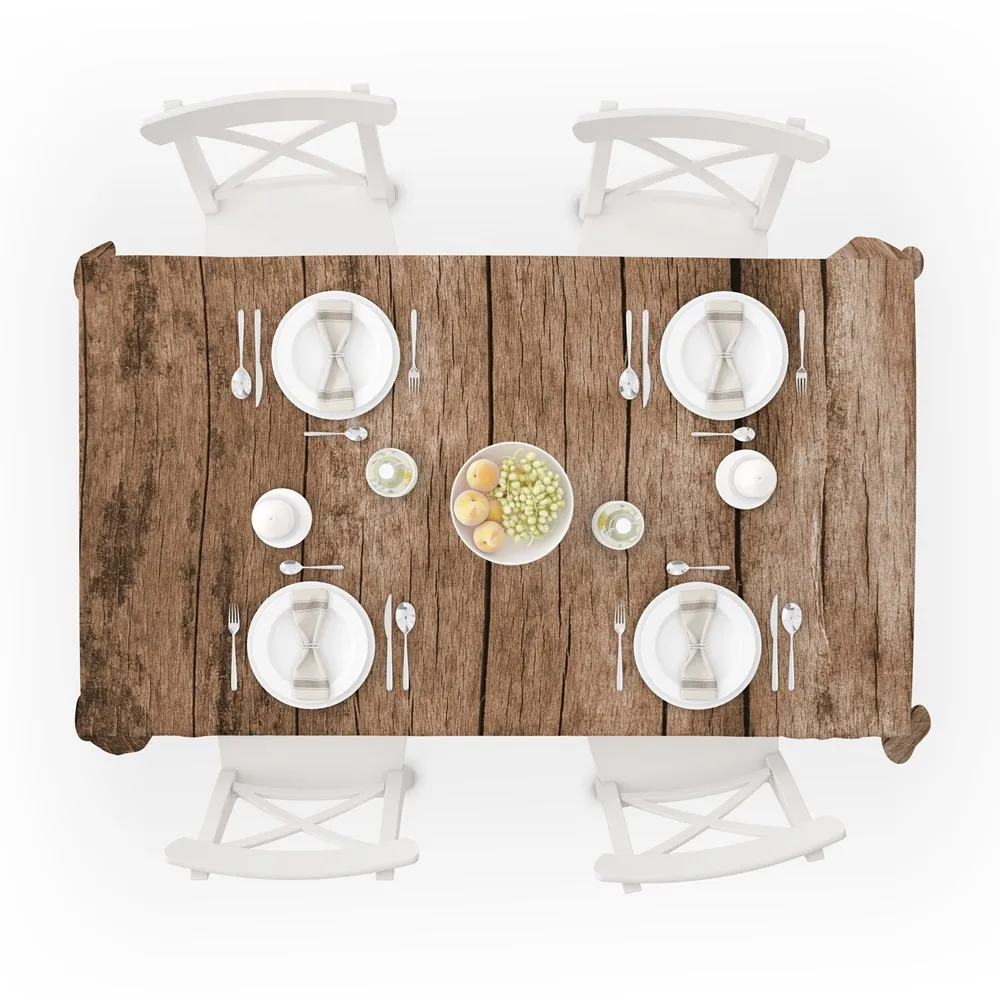 Винтажная прямоугольная скатерть с узором под дерево для обеденного стола и