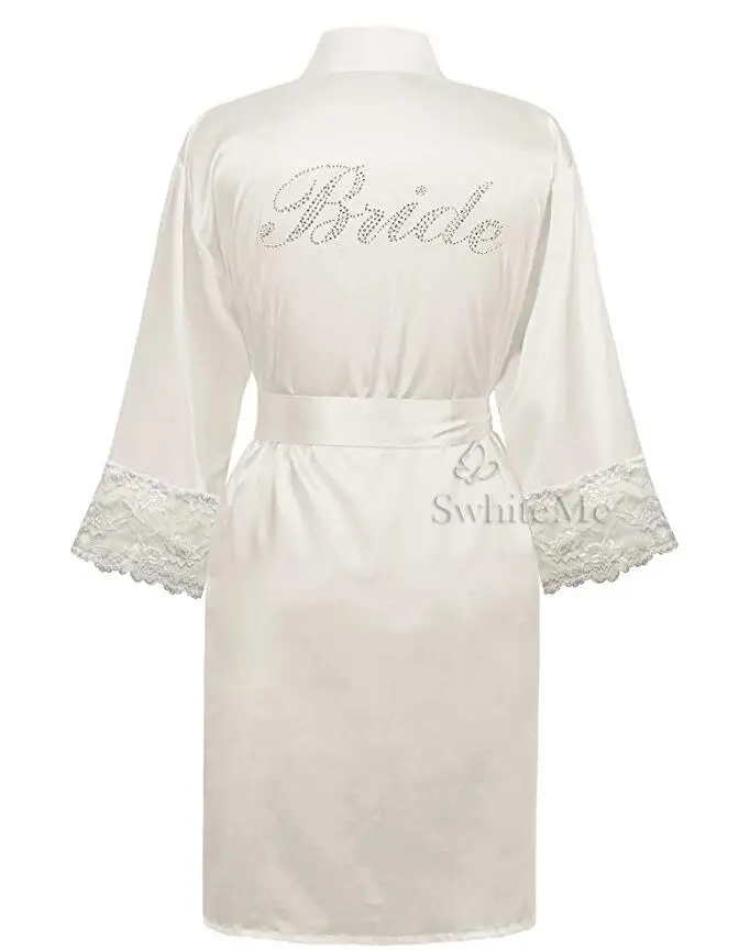 

Wedding Bride Bridesmaid Floral Robe Satin Rayon Bathrobe Nightgown For Women Kimono Sleepwear Flower Plus Size
