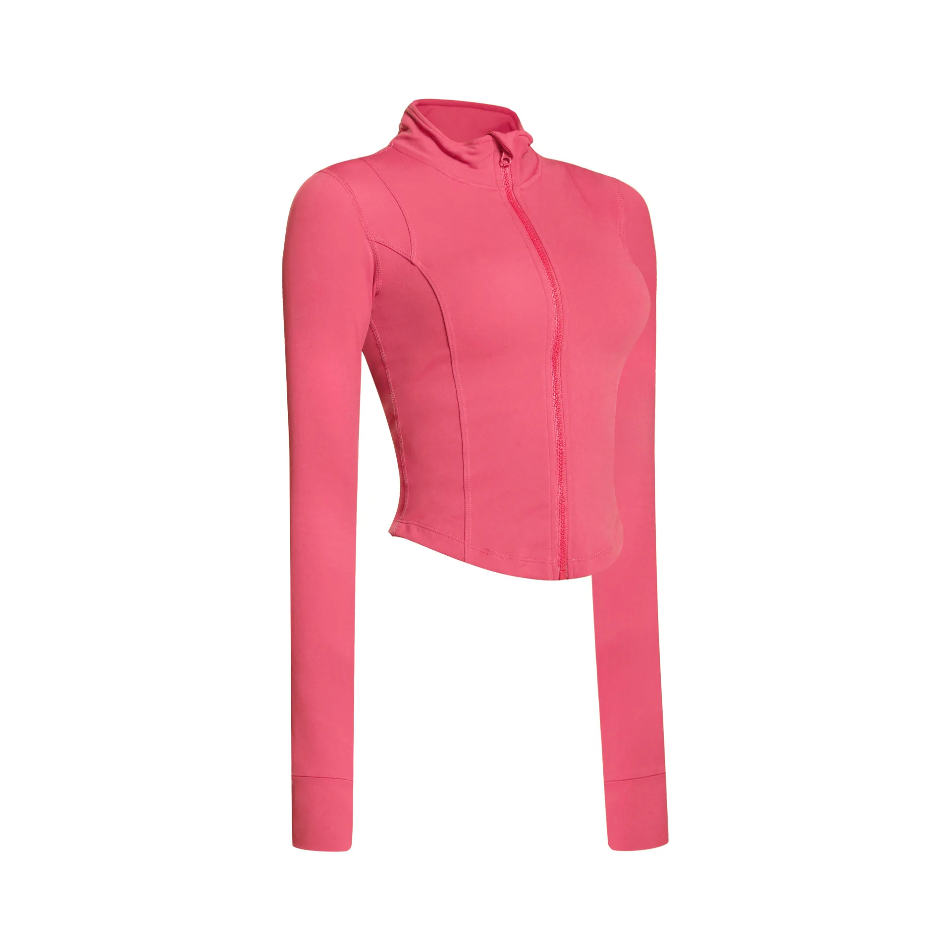 Antibom Autumn Winter Women's Yoga Jacket Zipper Fitness Slim Sport Coats Quick Dry Jogging Exercise Crop Top Thumb Hole