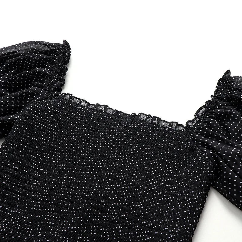 Polka Dot Summer Dress 2020 Square Collar Half Puff Sleeve Vacation Sexy Mini Tunic Women Sundress Robes Vestidos | Женская одежда