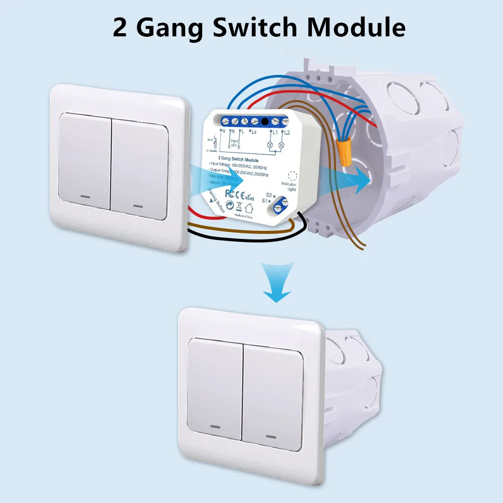 2 Gang переключатель Wi-Fi DIY релейный модуль Tuya Smart освещение работает с Google Home Alexa