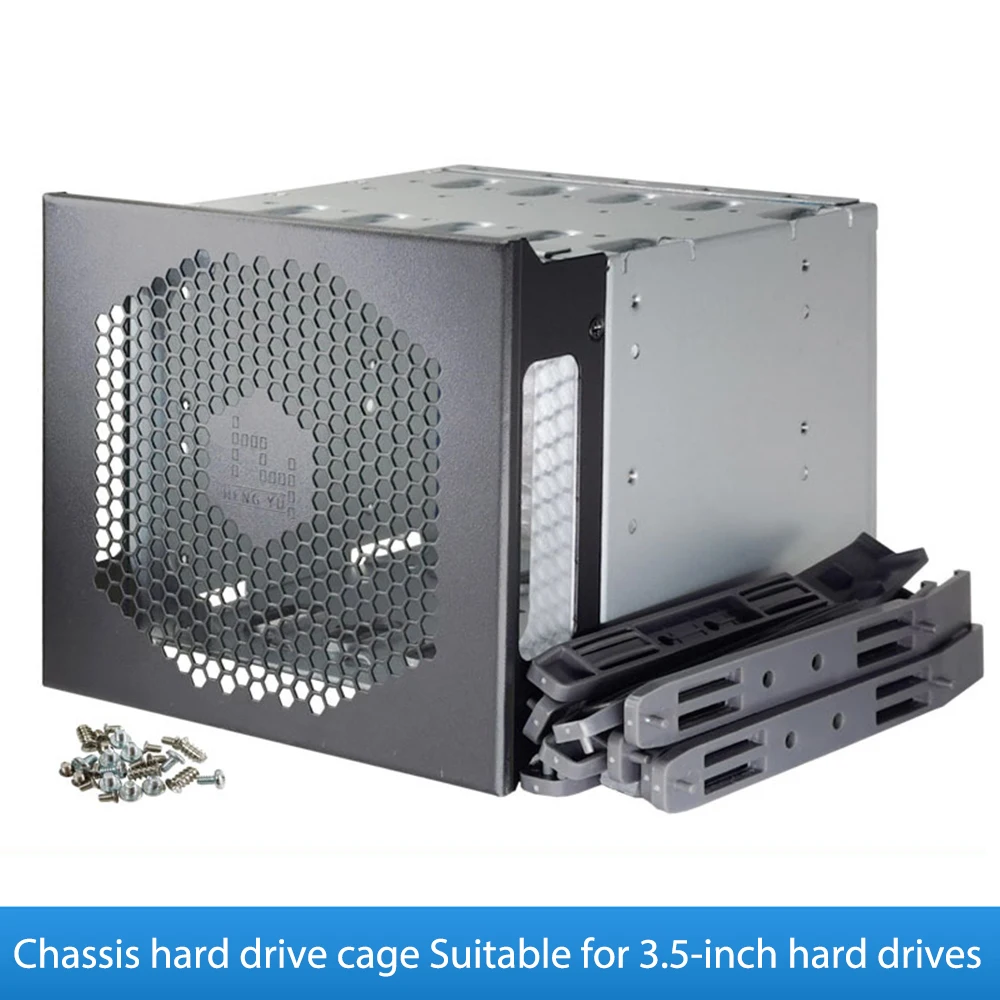 5.25in to 5X 3.5in SATA SAS HDD Hard Drive Cage Adapter Tray Rack For 3x 5.25  CD-ROM Slot Internal External PC With Fan Space