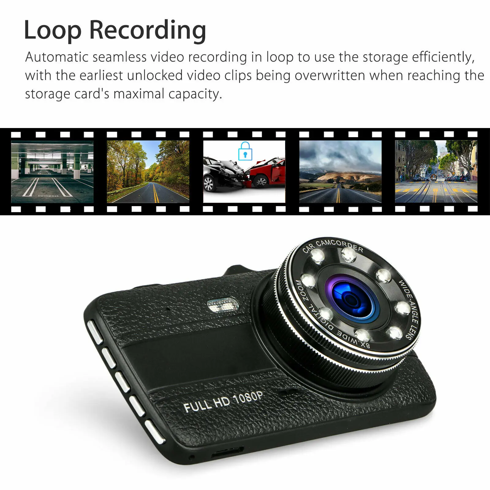 4 &quot1080 P двойной объектив приборной панели автомобиля DVR видео рекордер Dash Cam с 8
