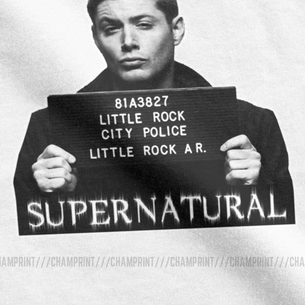 Dean Mugshot футболка Сверхъестественное SPN Brothers футболка мужские топы размера плюс забавная футболка с круглым вырезом из чистого хлопка