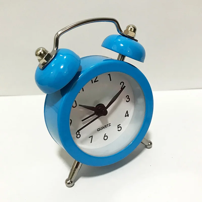 Милые круглые металлические часы будильник в стиле ретро с указкой двойной