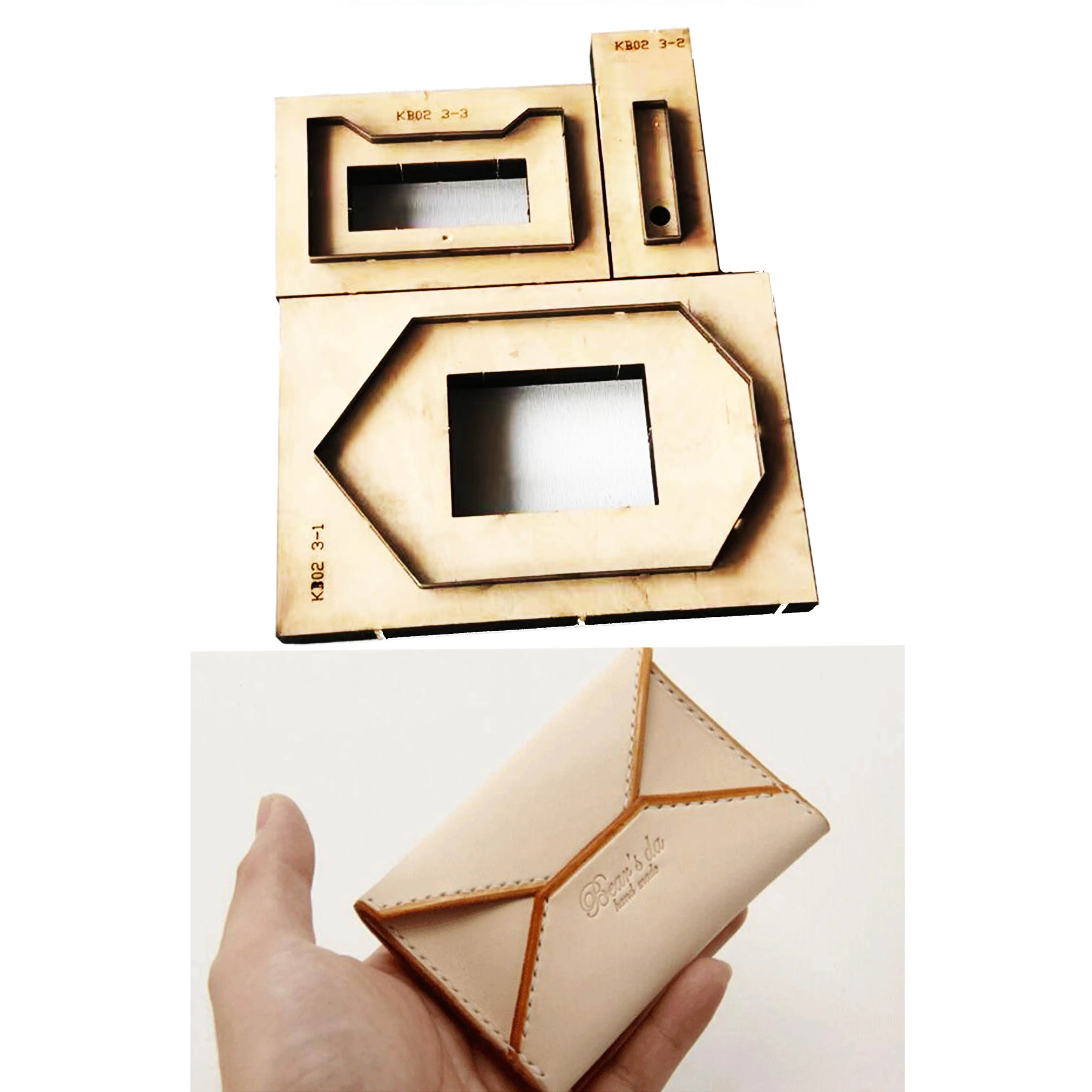 

Japan Steel Blade DIY Leather Wallet Card Holder Wooden Die Cut Kinfe Mould Hand Punch Template Set for Leathercraft 105*70mm