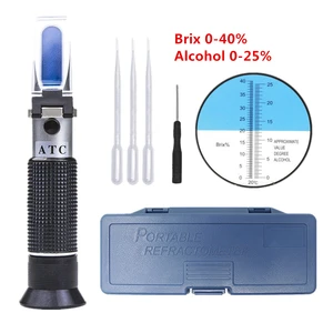 Рефрактометр для вина, спиртометр 0-25%, тестер для спирта, спиртометр по шкале Брикса 0-40%, измеритель уровня сахара, двухуровневый дизайн для измерения
