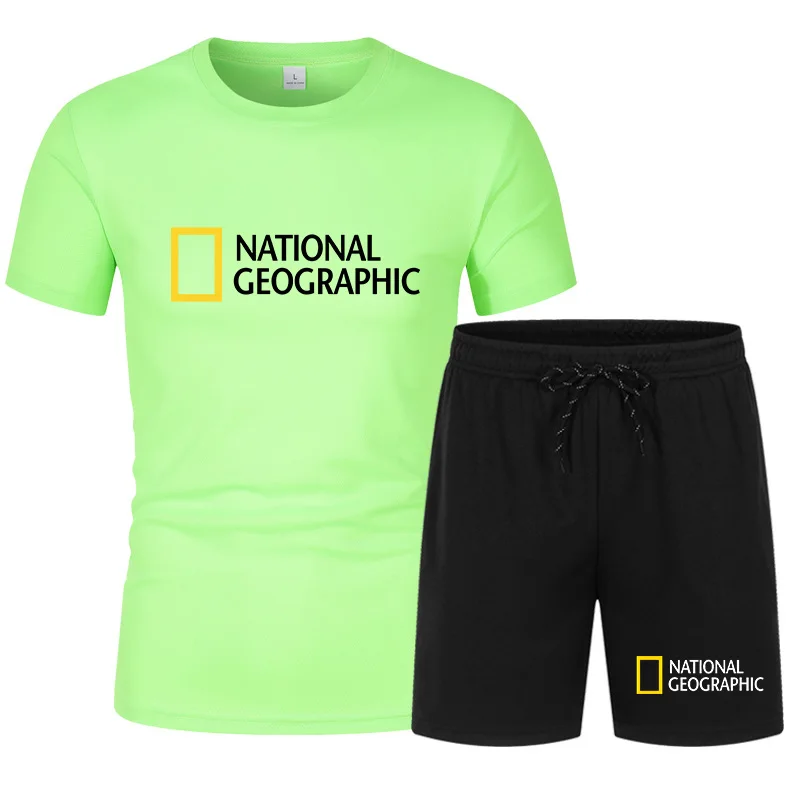 

New men's sportswear, two-piece suit, fitness suit, short sleeve T-shirt + shorts, new national sportswear