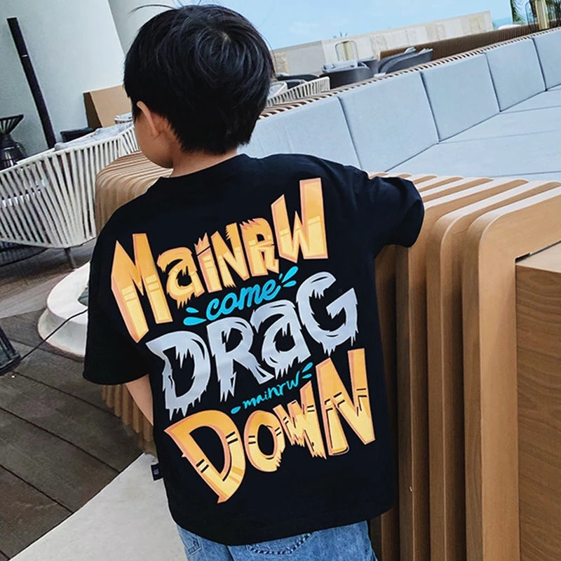 Camiseta de verano para ni&ntilde;os, ropa c&oacute;moda de media manga, talla mediana y grande, novedad de 2021-3