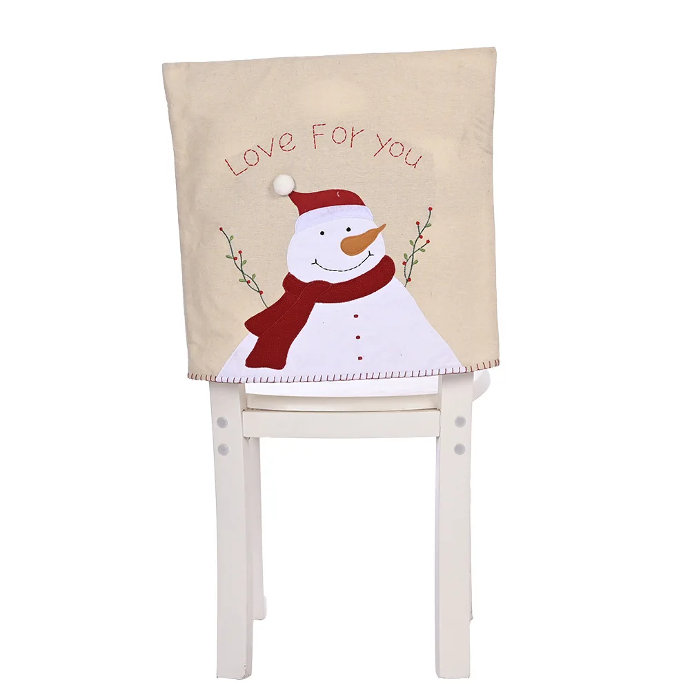 Christmas New Decorations Embroidery Linen Old Man Snowman Chair Cover Creative Restaurant Stool Slipcovers Navidad | Дом и сад