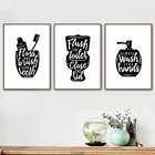 Черно-белая зубная щетка, цитаты в туалете, забавная настенная Картина на холсте, скандинавские постеры и принты, картины для декора ванной комнаты