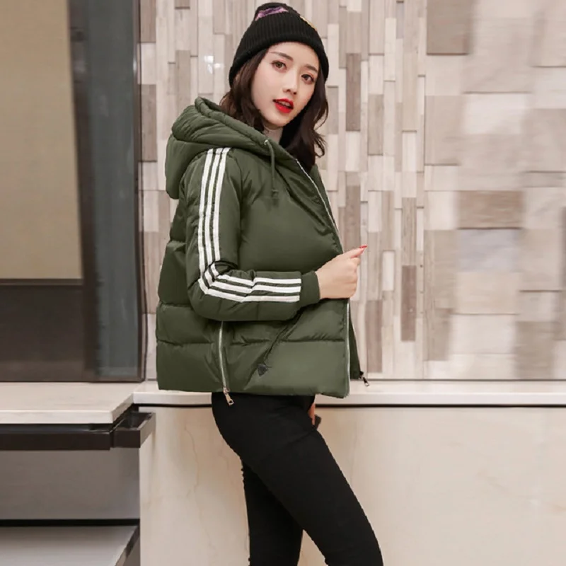 AECU Womens Parkas winter Plus Size Coats Female Slim Outerwear Plaid Hooded Warm Cotton Women Large Size Basic Tops