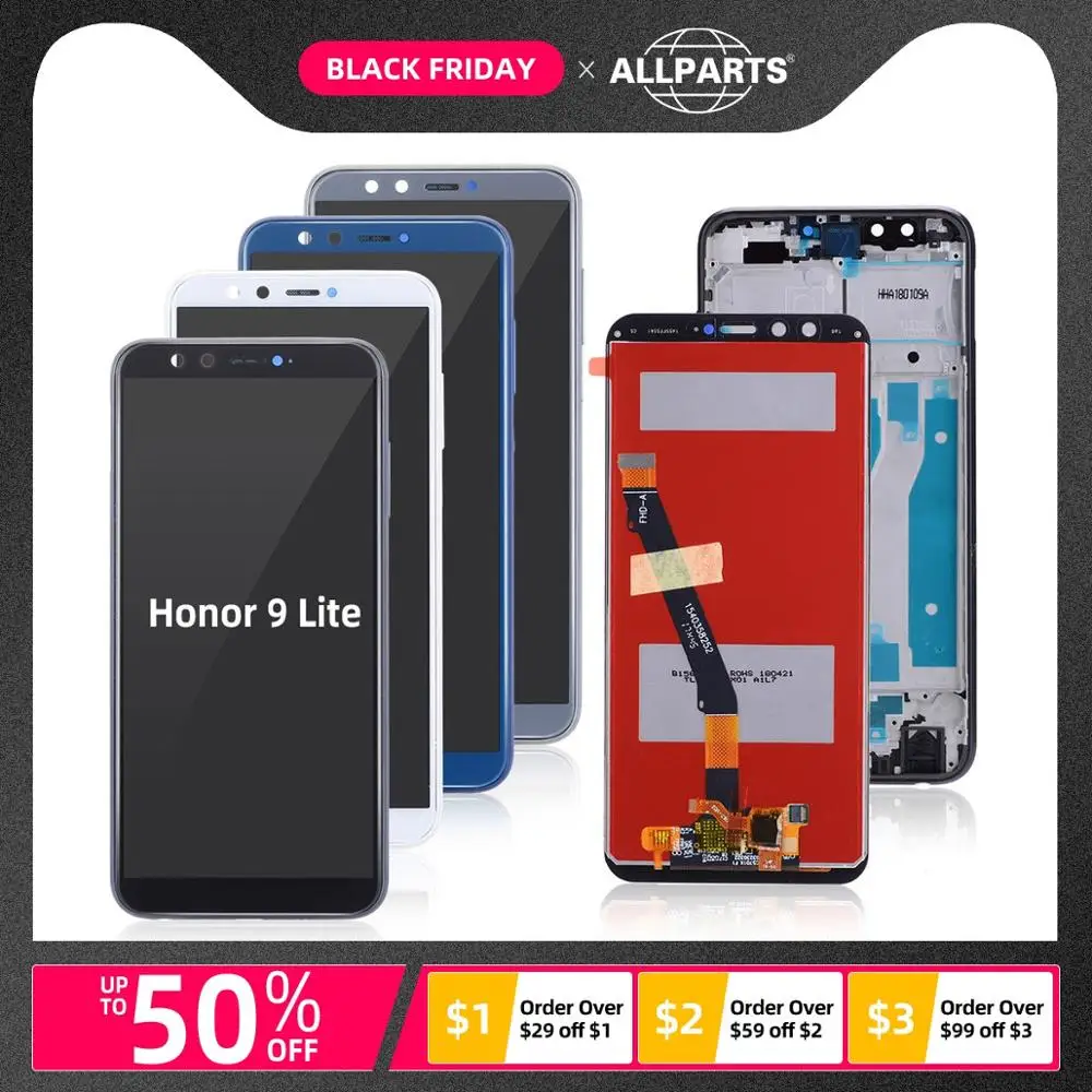 Дисплей для HUAWEI Honor 9 Lite lld-al00 al10 tl10 LCD в сборе с тачскрином на рамке 5.65'' черный белый золото серый синий