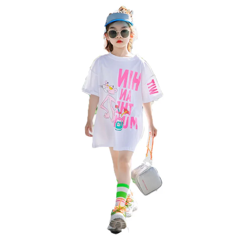 Детские летние топы футболка с короткими рукавами для девочек свободная юбка 2020