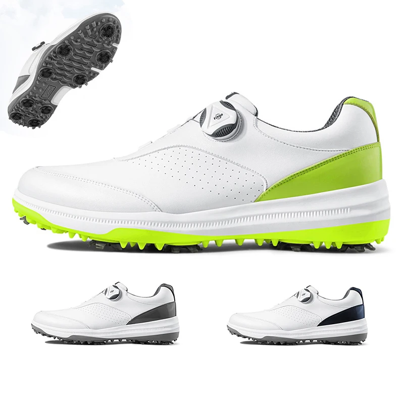 

Leather Golf Shoes Men Waterproof Lightweight Golf Casua Sneakers Outdoor Anti Slip Rubber Spikes Walking Sport Shoes