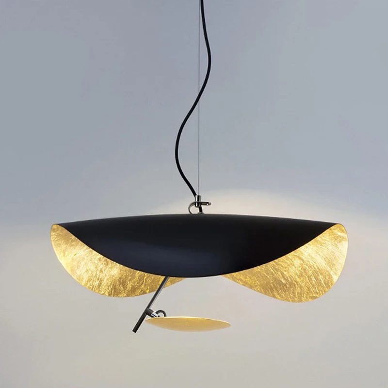 

Nordic European simple modern LED chandelier light irregular arcuate wave LED hanging lamp fixture soft light black white golden