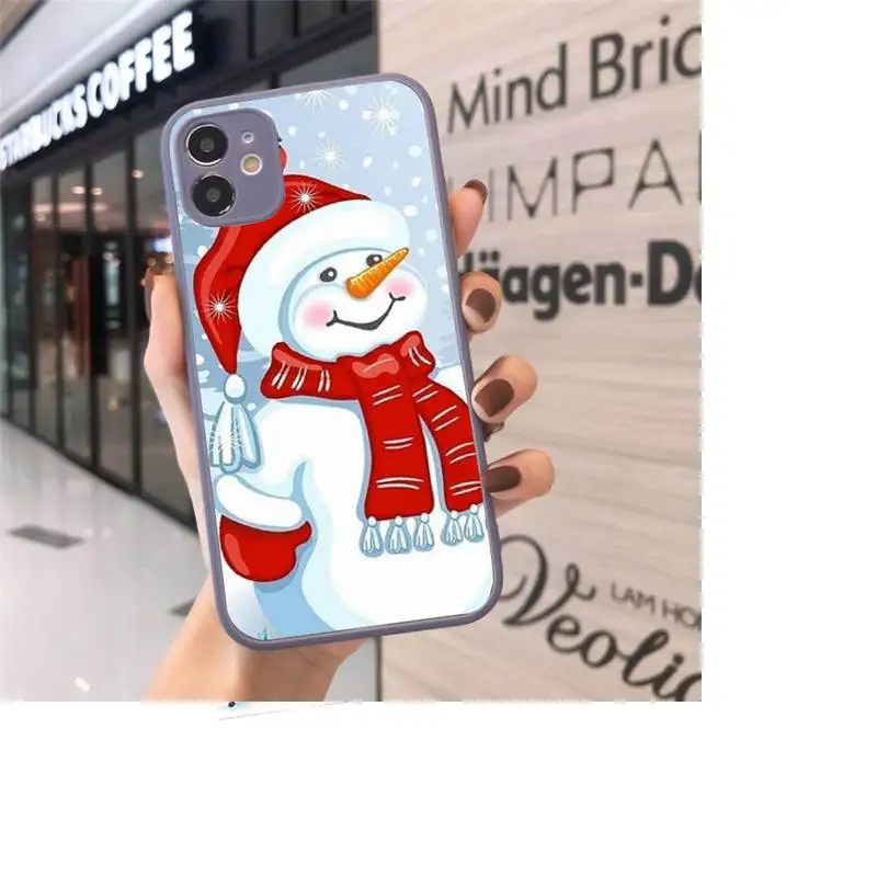 

Christmas New Year gifts elk snow Phone Cases Matte Transparent for iPhone 7 8 11 12 s mini pro X XS XR MAX Plus cover funda