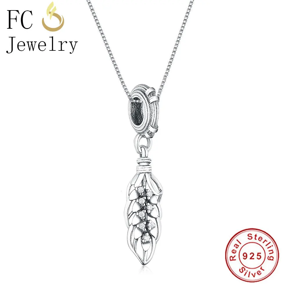 FC ювелирные изделия 925 Стерлинговое Серебро пшеничное перо прозрачный Цирконий