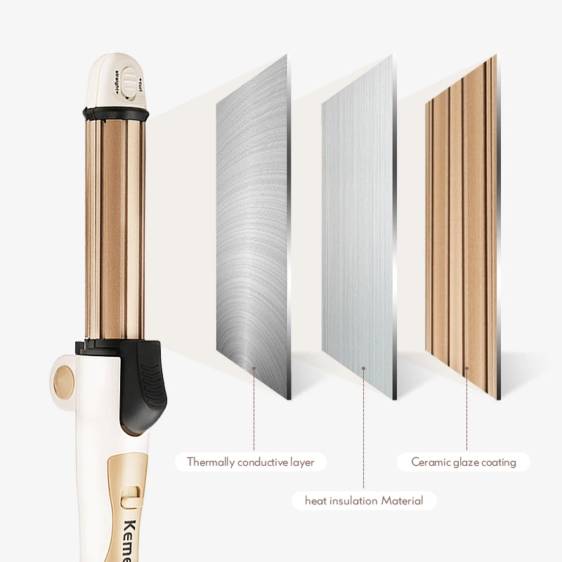 Kemei Многофункциональный выпрямитель для волос бигуди кукурузные горячие