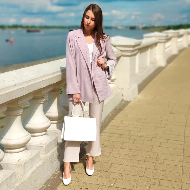 Bella philosophy женский осенний зимний полосатый розовый блейзер тонкая куртка с отложным воротником Женский блейзер Повседневный офисный женский костюм