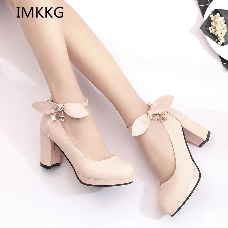 Imkкг Новая женская обувь лето 2017 г. женские туфли мэри джейн на высоком каблуке