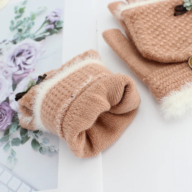 2019 NEW Fashion Winter Women Fingerless Gloves Multifunctional Cute Warm Patchwork Mittens Gift for Students Girl Friend | Аксессуары
