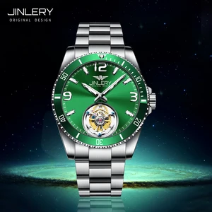 JINLERY Tourbillon Mechanical Watch for Men Green Water Watch Men Ghost TOP Brand Watch Luxury Wrist in Pakistan
