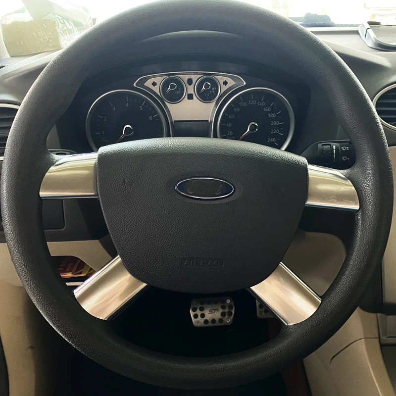 Декоративная наклейка на рулевое колесо из нержавеющей стали для Ford Focus 2 MK2 2005 - 2011