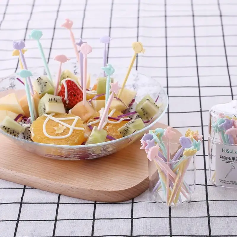 

Зубочистка для фруктов, 20 шт., зубочистка для детей с рисунками животных, вилки для еды, Необычные зубочистки для фруктов, использованные пов...