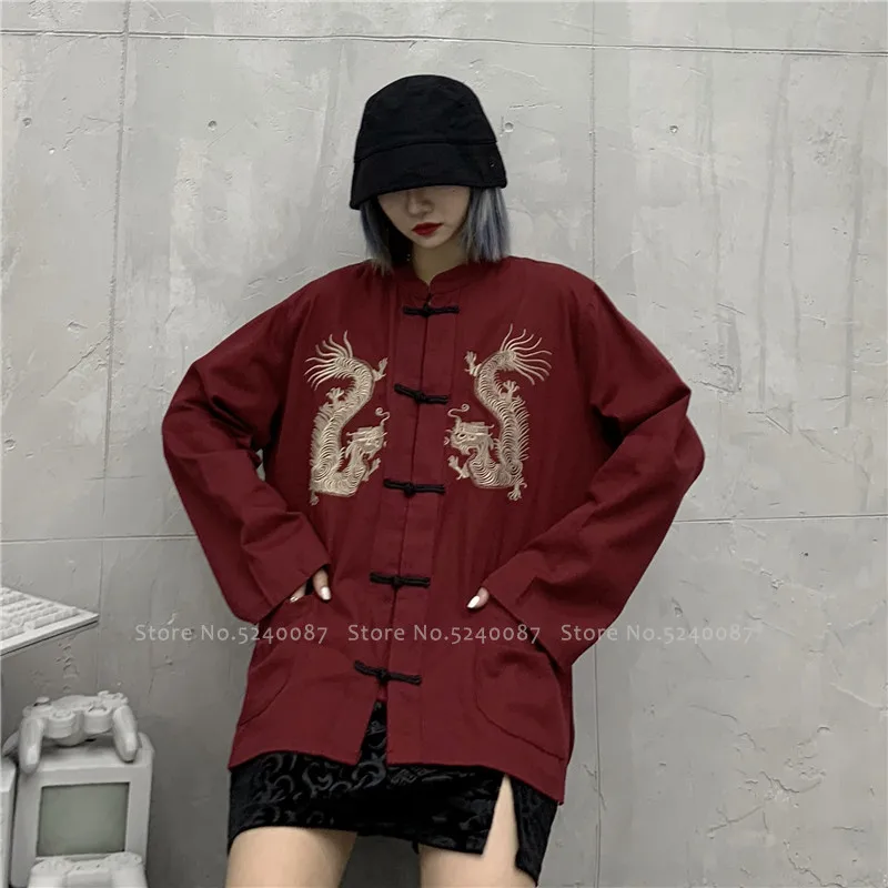 Мужские и женские пары китайский дракон Тан костюм кунг фу кардиган японский