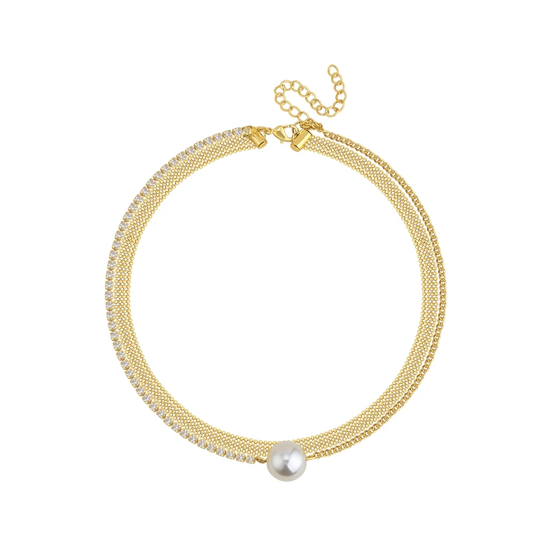 

Double-Layer Twin Necklace Large Short Pearl Necklace Light Luxury Necklace