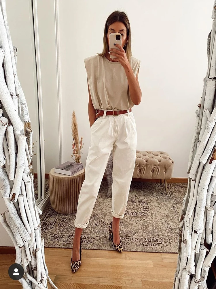 

Future Time Spring And Summer 2020 Cotton Shirt Loose Solid Casual T-shirt Female Elegant Temperament Casual Style T-shirt SP552