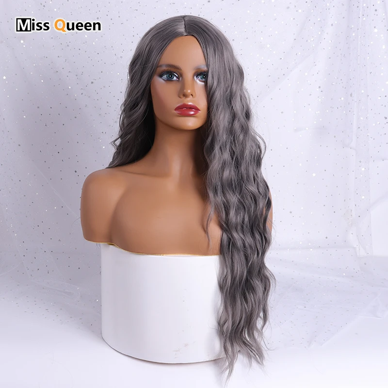 MISS QUEEN 22 Inch Pink Wavy Wig Cosplay Natural Synthetic Women's Red Silver 8 Color Heat Resistant Hair | Шиньоны и парики
