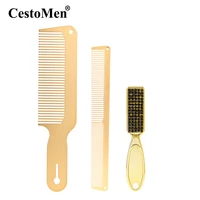 cestomen men hairstyle comb brush ultra thin quality metal hair cutting comb beard fade brush mens grooming styling tools kits
