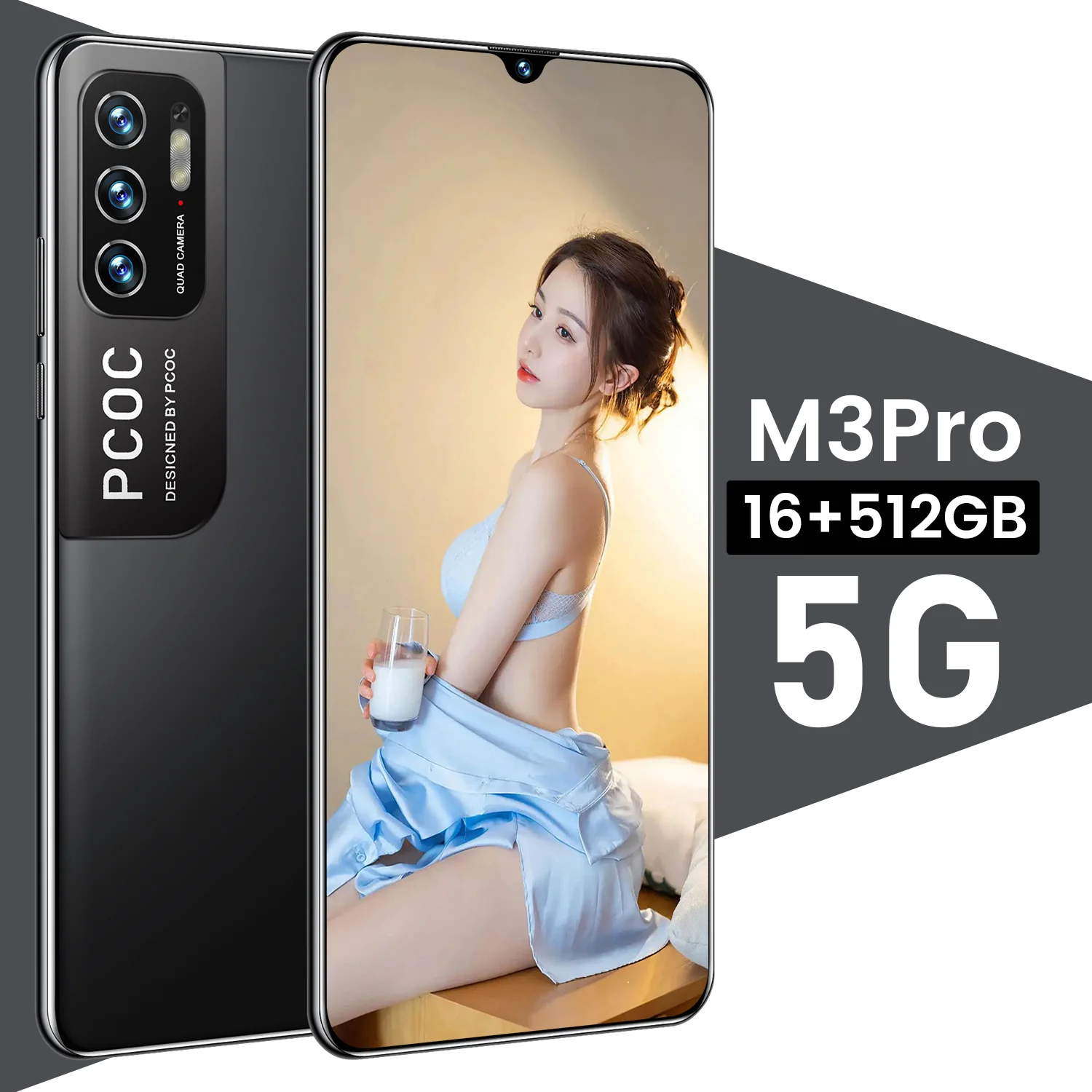 

Cellphone HUAWA M3Pro Global Version Smartphone 16G+512G Android10 6.72Inch 16+32MP Deca Core 5G 6800mAh Undefined Mobile Phone