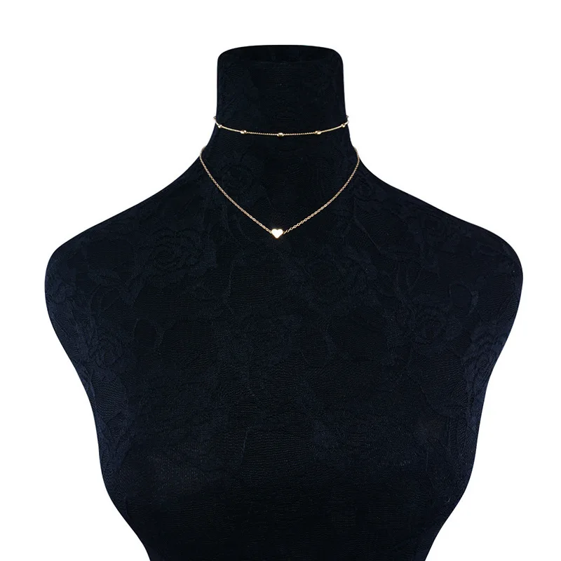 Женское колье с подвеской в виде сердца металлической цепочкой | Украшения и