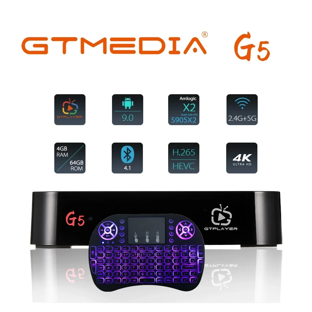 ТВ приставка GTmedia G5 на Android 9 0 4 + 64 ГБ 4K H.265 2 4/5 ГГц Wi Fi|ТВ-приставки и медиаплееры| |
