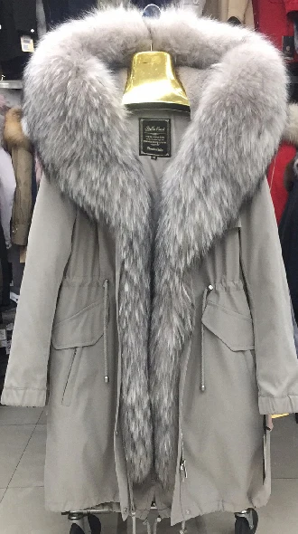 beige D688 9 M55 Женская зимняя длинная парка куртка с капюшоном Енот съёмная подкладка из кролика бежевого цвета ткань и мех 688 - Цвет: beige D688 9 M55