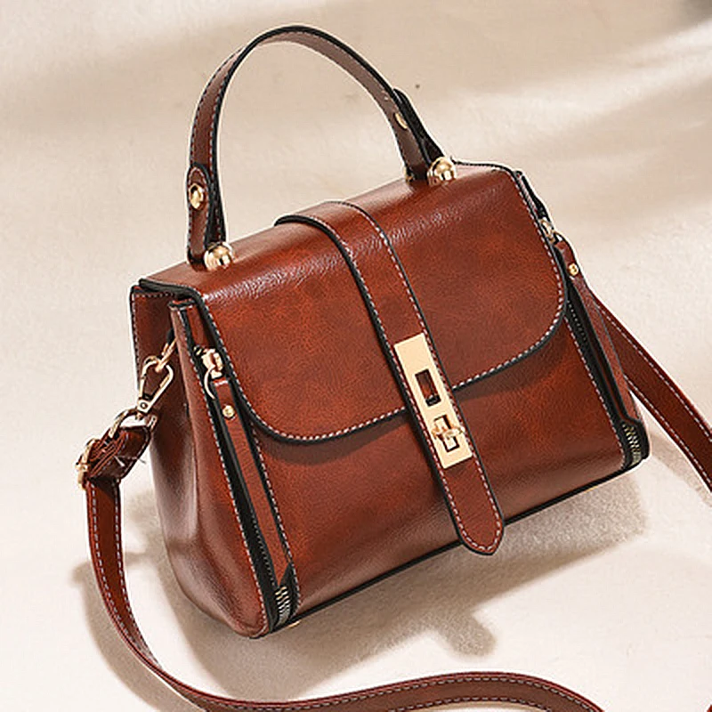 

Bag Women 2021 PU Leather Handbags 2021 New Trendy Bucket Fashion Messenger Bag Shoulder Small Bag Casual Korean Retro Lock