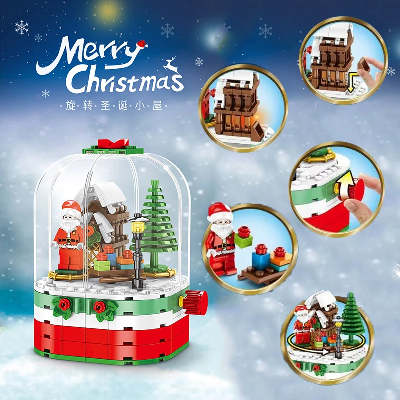 2020 веселые рождественские подарки Санта Клаус дерево Зимняя деревня с