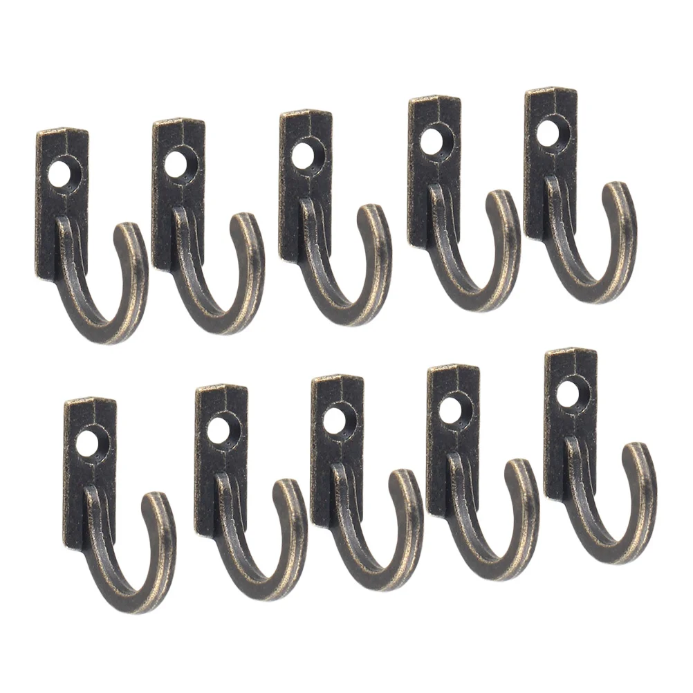 

10PCS Single Prong Hook Mini Size Wall Mounted Hanger Buckle Horn Lock Clasp Hook Retro Cloth Hanger for Coats Hats Towels Keys