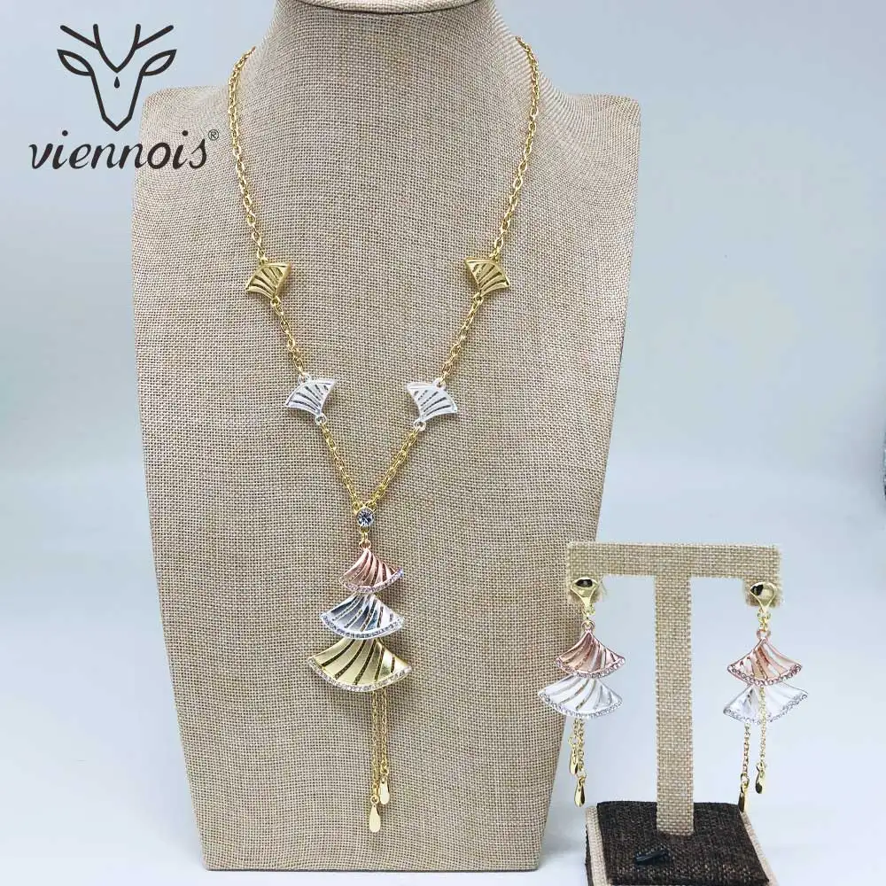 Viennois, новинка, Разноцветные серьги-подвески, золотое ожерелье, набор украшений для женщин, вечерние металлические ювелирные изделия