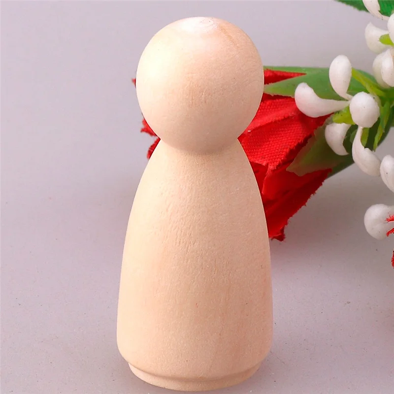 53mm girl 10 шт. DIY простой деревянный брелок колышки для кукол фигурки невесты Свадебный Торт Топперы ручной работы игрушки для детей Бытовая декоративная ремесла - Цвет: 53mm girl
