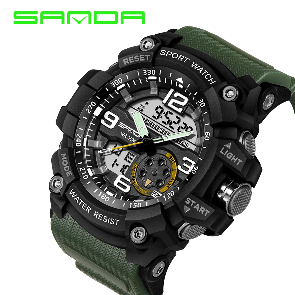 

SANDA 759 Sports Men's Watches Top Brand Luxury Military Quartz Watch Men Waterproof S Shock Wristwatches relogio masculino 2019