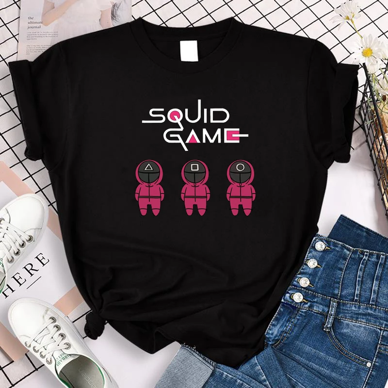 

Unisex Squid Game Women T Shirt Tshirt Men Kawaii Cartoon Summer Tops Graphic Tees Harajuku Fashion Korean TV Style T-shirt Male