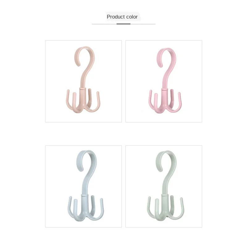 

1PC Creative Rotating Four-claw Hook Multifunctional Wardrobe Bag Storage Hook Nail-free High-quality Plastic Tie Hanger